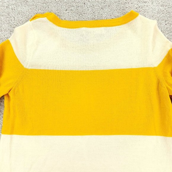 Banana Republic Sweater Womens Extra Small Yellow Striped 100% Merino Wool - Picture 6 of 9